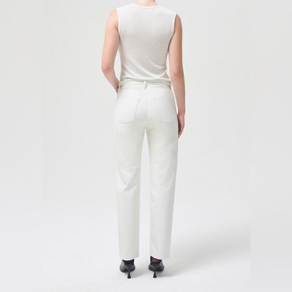 NWT Agolde Recycled Leather 90's White Pants Pinch Waist Straight Leg Size 10 - Picture 4 of 14